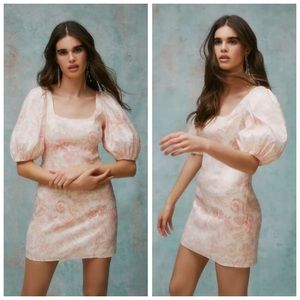 NWT Laura Ashley Urban Outfitters Exclusive Pink Mel Puff Sleeve Dress Sz XS